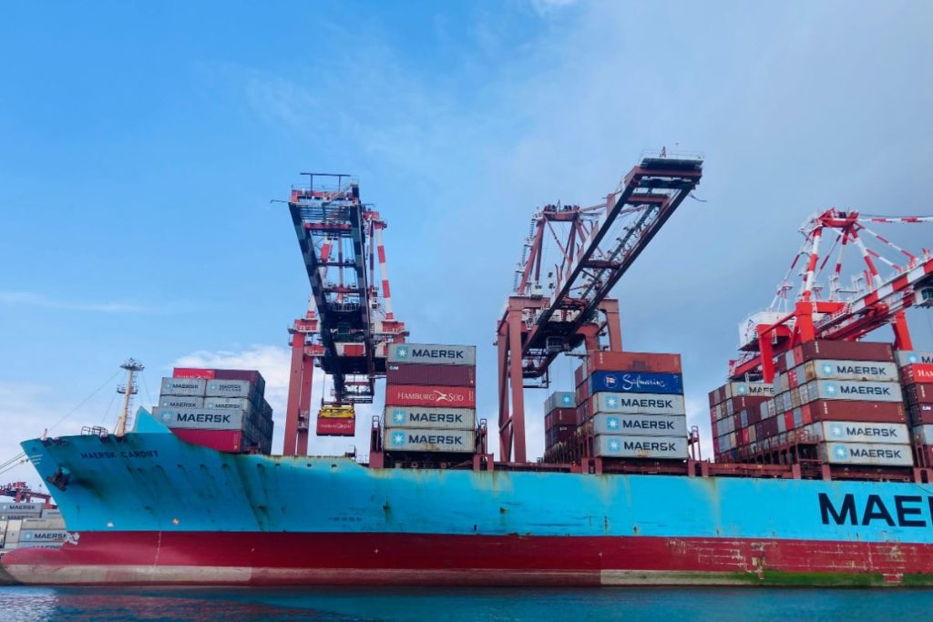 A Container Vessel Docked at SAGT at Colombo Port : Image for representative purpose