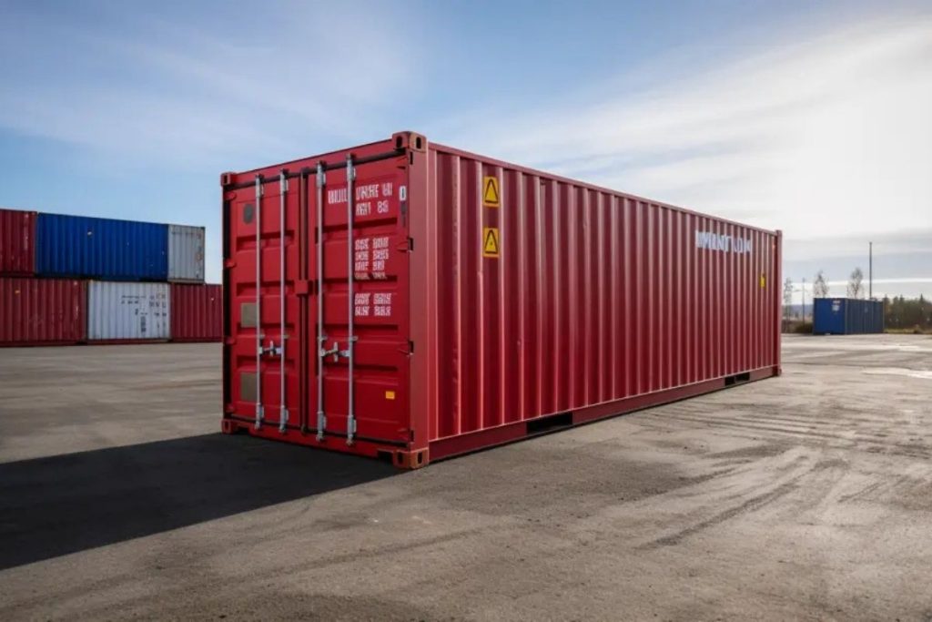 A standard Size of dry storage container used for general cargo in global shipping.