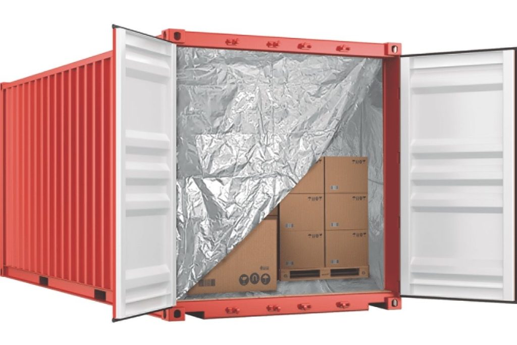 An insulated container maintains internal temperature for sensitive goods during transport
