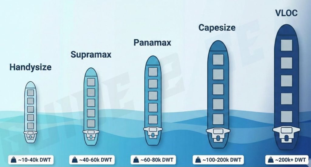 Types of Bulk Carrier Vessels: Chart showing different bulk carrier